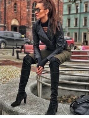 Stuart Weitzman Highland Over-the-Knee Black Suede Heeled Boots Fashion Size 6.5